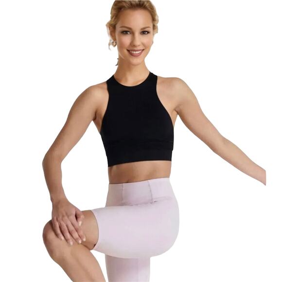 Sweaty Betty Black High Neck Sports Bra Sweat Wicking Stretch Racerback Crop Med - Picture 12 of 12